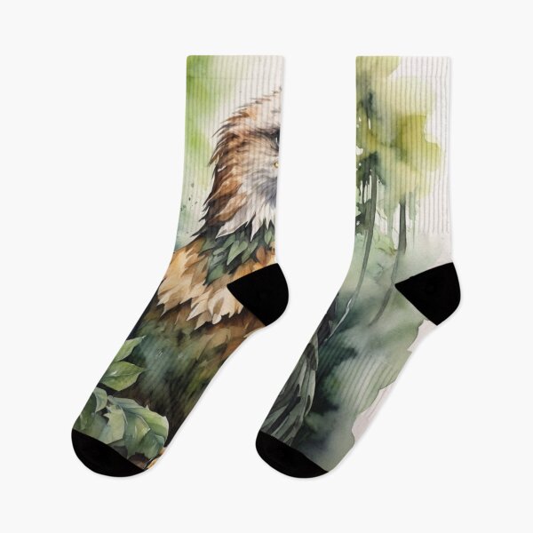 Item preview, Eagle in green forest watercolor painting  designed and sold by shokA Design.