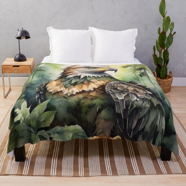 Item preview, Eagle in green forest watercolor painting designed and sold by shokA Design.