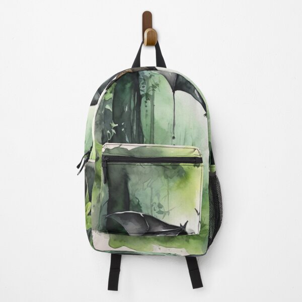 Item preview, Bat in green forest watercolor painting designed and sold by shokA Design.