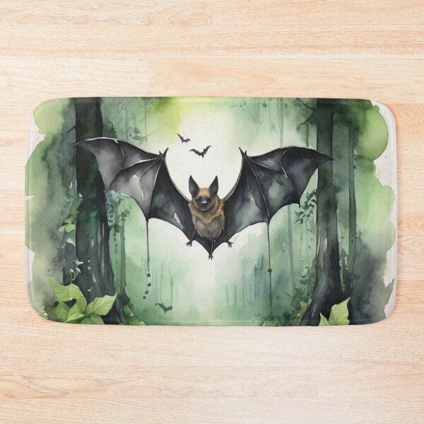 Item preview, Bat in green forest watercolor painting  designed and sold by shokA Design.