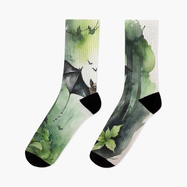 Item preview, Bat in green forest watercolor painting  designed and sold by shokA Design.
