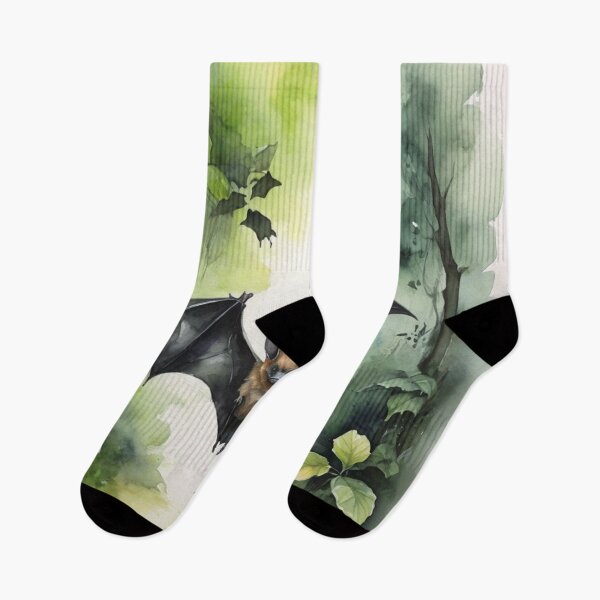 Item preview, Bat in green forest watercolor painting  designed and sold by shokA Design.