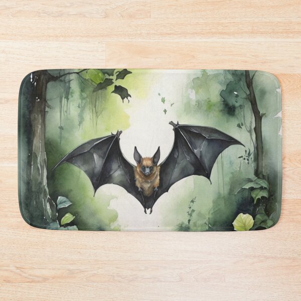Item preview, Bat in green forest watercolor painting  designed and sold by shokA Design.