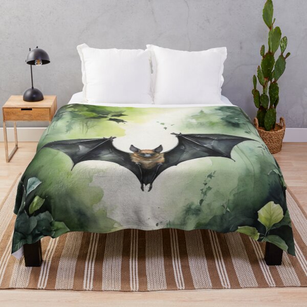 Item preview, Bat in green forest watercolor painting designed and sold by shokA Design.