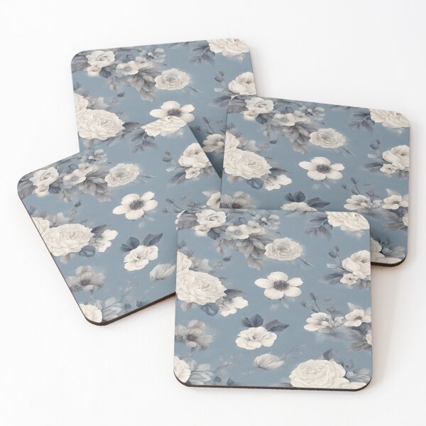 Item preview, White roses on a blue background designed and sold by Erik Visnievskij.