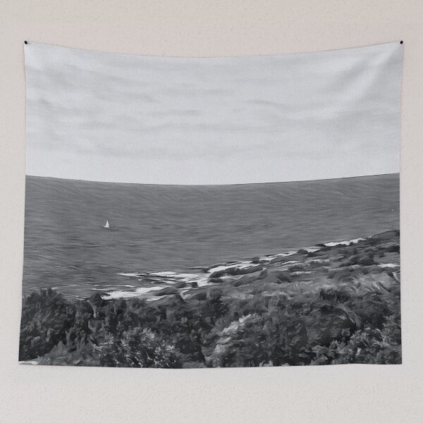 Item preview, Lonely sailboat on a stormy sea (full screen) designed and sold by Ink-Kreativ.