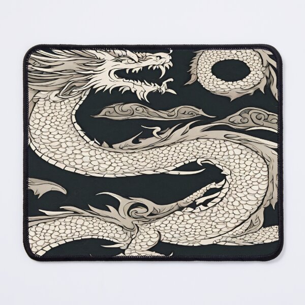 Item preview, White dragon on a black background designed and sold by Erik Visnievskij.
