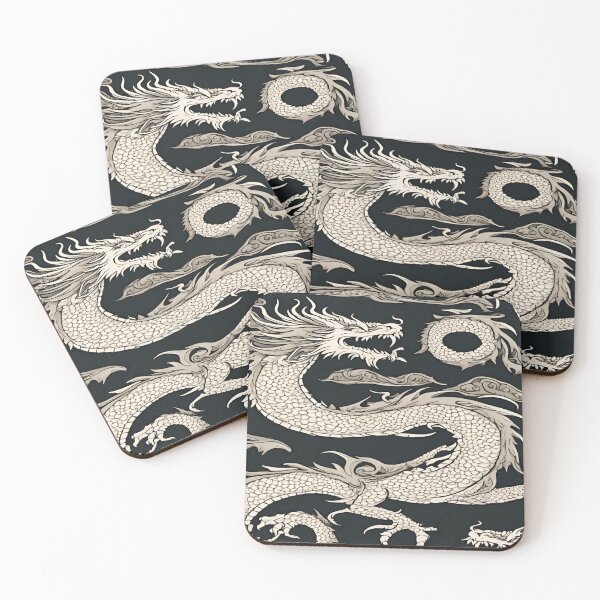 Item preview, White dragon on a black background designed and sold by Erik Visnievskij.
