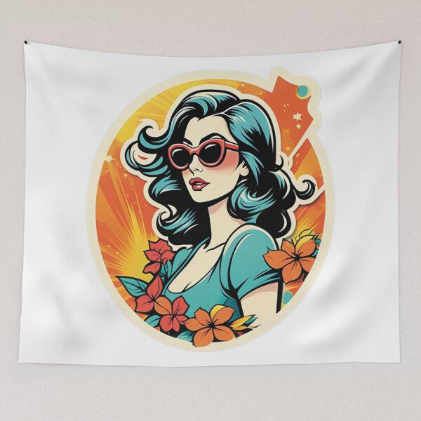 Item preview, Mysterious woman surrounded by bright flowers designed and sold by Ink-Kreativ.