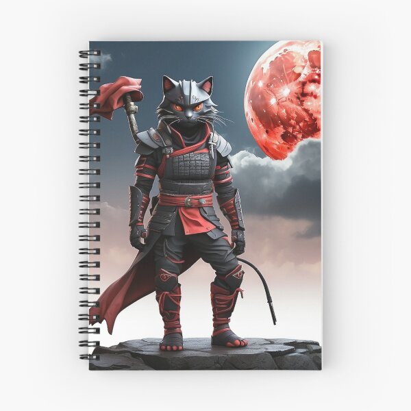 Artikelvorschau, Katze Ninja Red Moon entworfen und verkauft von LuminaScribe.