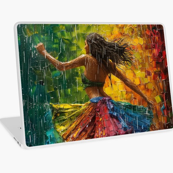 Aperçu de l'œuvre Gypsy Dance in the Rain – Expression psychédélique vive de joie et jupe colorée créée et vendue par Spirit47.