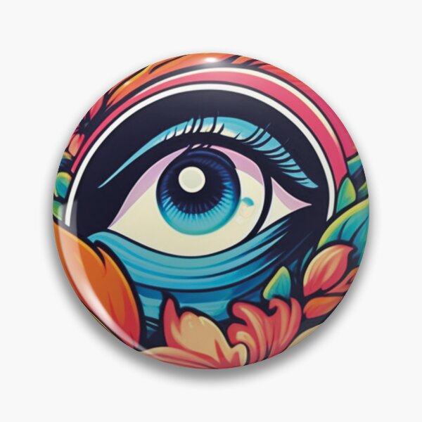 Item preview, Colorful eye surrounded by blooming flowers designed and sold by Ink-Kreativ.