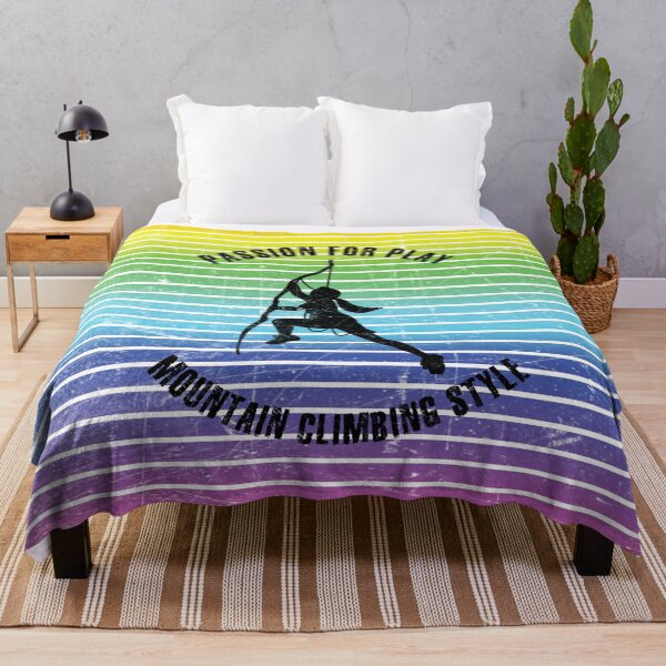 Item preview, Black silhouette of female climber against the background of rainbow stripes designed and sold by HarridanCreates.