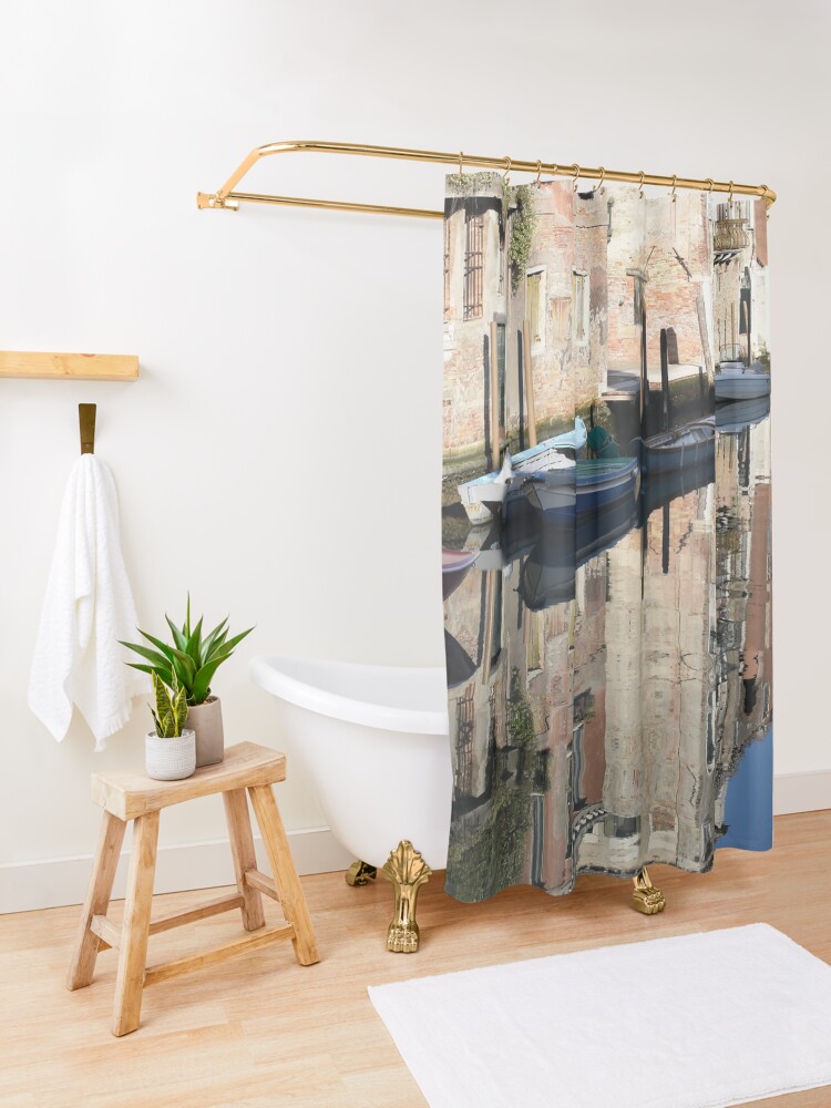 Thumbnail 3 of 5, Shower Curtain, Parking on the Canal, Venice, Italy designed and sold by KarenEspig.