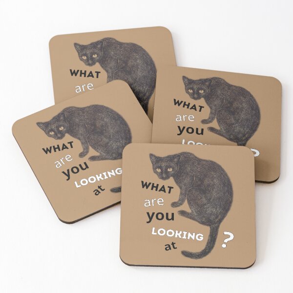 Item preview, Black cat What are you looking at? funny gifts for cat lovers designed and sold by alczar.