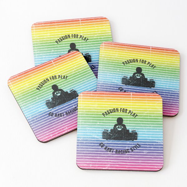 Item preview, Black silhouette of a go-kart against the background of rainbow stripes designed and sold by HarridanCreates.