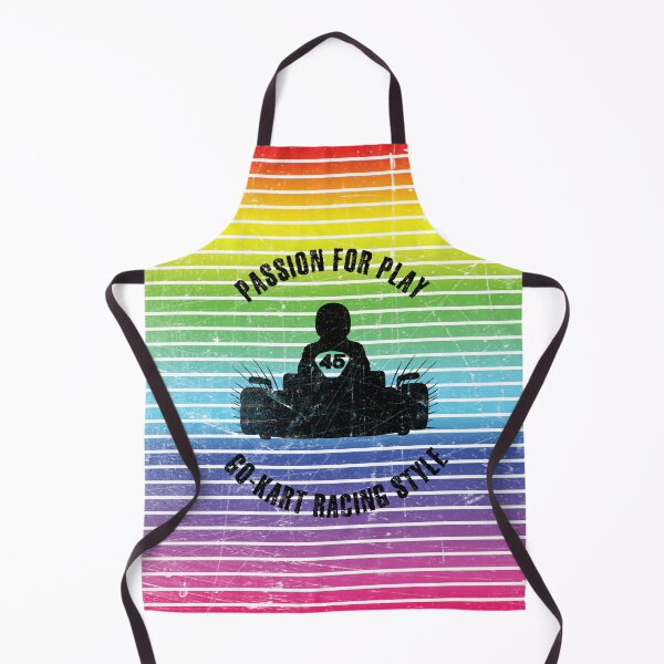 Item preview, Black silhouette of a go-kart against the background of rainbow stripes designed and sold by HarridanCreates.