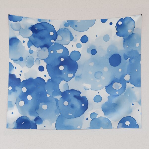Artikelvorschau, Aquarell-Tupfen blau und weiß entworfen und verkauft von Tamas Das.