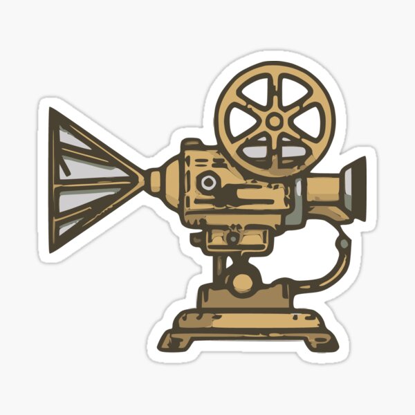 Vintage Movie Film Projector Retro Full Color Sticker for Sale by