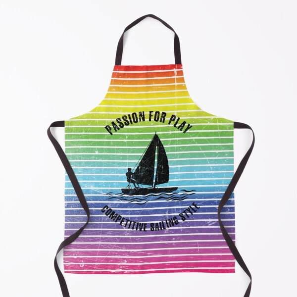 Item preview, Black silhouette of a competitive sailor against the background of rainbow stripes designed and sold by HarridanCreates.