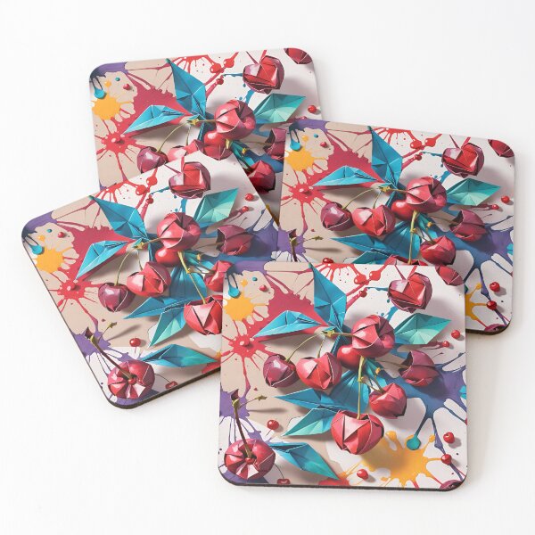 Item preview, Origami Cherries Pattern Splash Art designed and sold by ShaViArt.