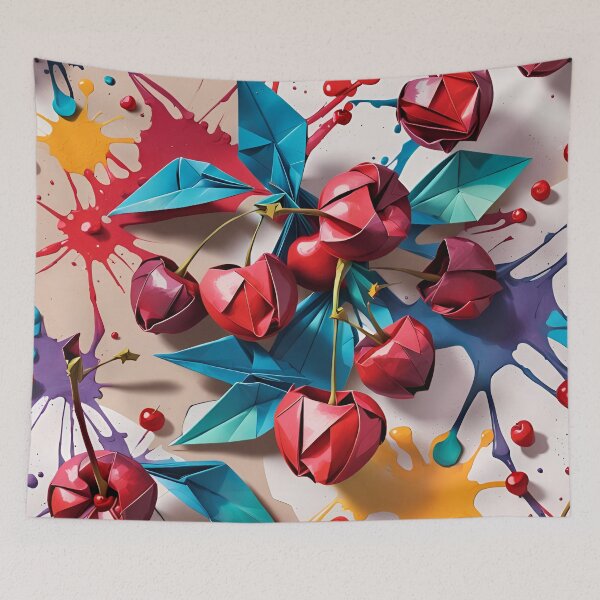 Item preview, Origami Cherries Pattern Splash Art designed and sold by ShaViArt.