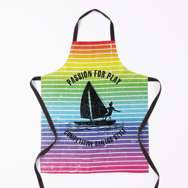 Item preview, Black silhouette of a female competitive sailor against the background of rainbow stripes designed and sold by HarridanCreates.