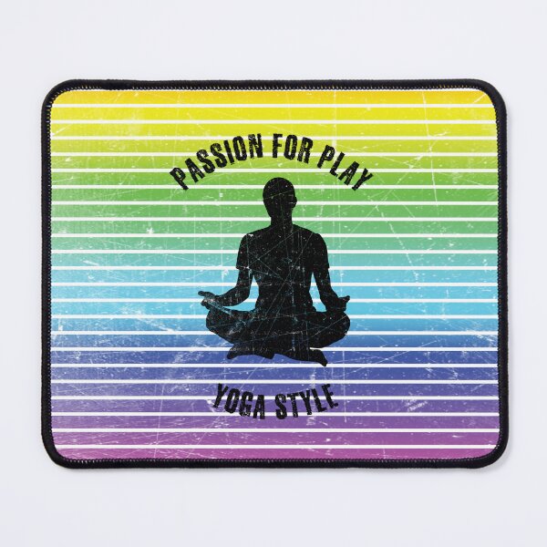 Item preview, Black silhouette of a man practicing yoga against the background of rainbow stripes designed and sold by HarridanCreates.