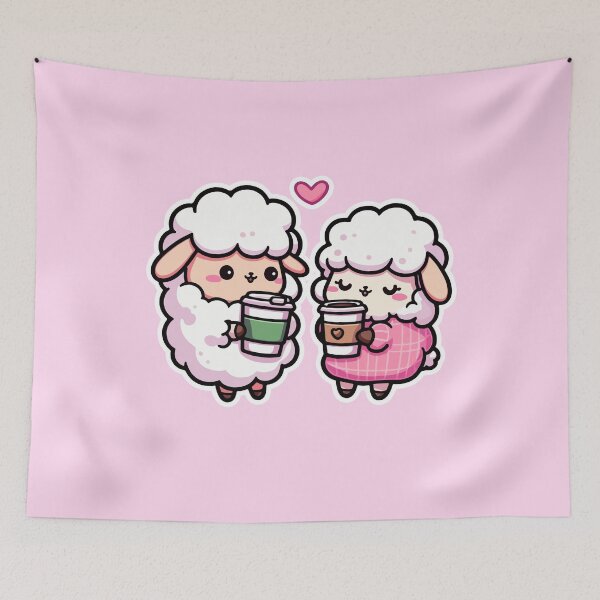 Item preview, Kawaii Cute Sheep Drinking Coffee 4 | Pet and Animals for Men and Women t-shirt designed and sold by panchiTWO.