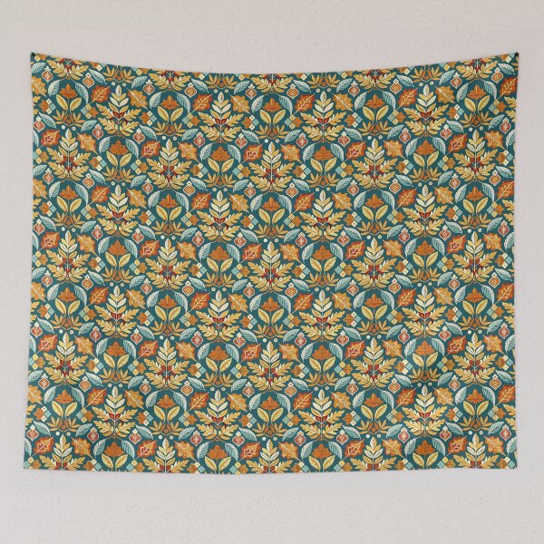 Item preview, Vector illustration of a Seamless pattern of autumn colorful leaves in Phoenician design designed and sold by fotoryum.