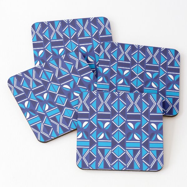 Aperçu de l'œuvre Motif bleu traditionnel africain Bogolan créée et vendue par Wolagno.