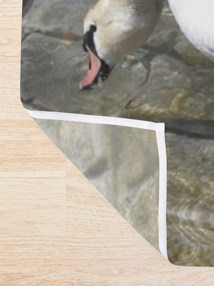 Thumbnail 2 of 5, Shower Curtain, Swans in the Harbour, Ohrid, North Macedonia designed and sold by KarenEspig.