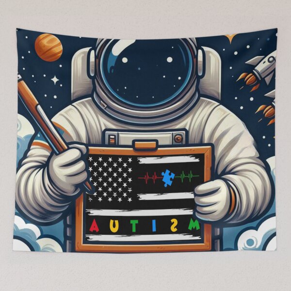 Item preview, American Flag Autism Drawn by an Astronaut designed and sold by Echonn.