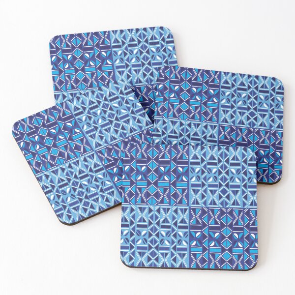 Aperçu de l'œuvre Motif  bleu traditionnel africain Bogolan créée et vendue par Wolagno.