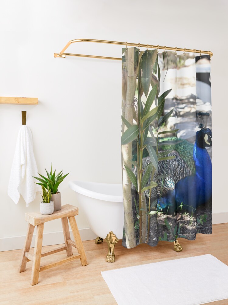 Thumbnail 3 of 5, Shower Curtain, Peacock in the Garden, Saint Naum, North Macedonia designed and sold by KarenEspig.