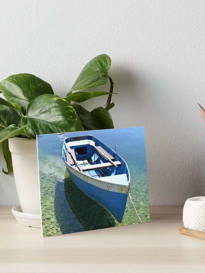 Thumbnail 1 of 2, Art Board Print, Fishing Boat, Lake Ohrid, North Macedonia designed and sold by KarenEspig.