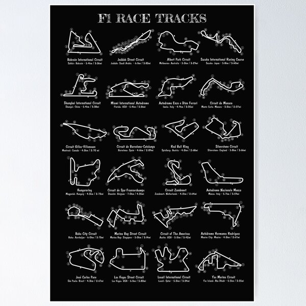Item preview, F-1 Race Tracks  Vertical (White Stencil - No Background) designed and sold by BGALAXY.