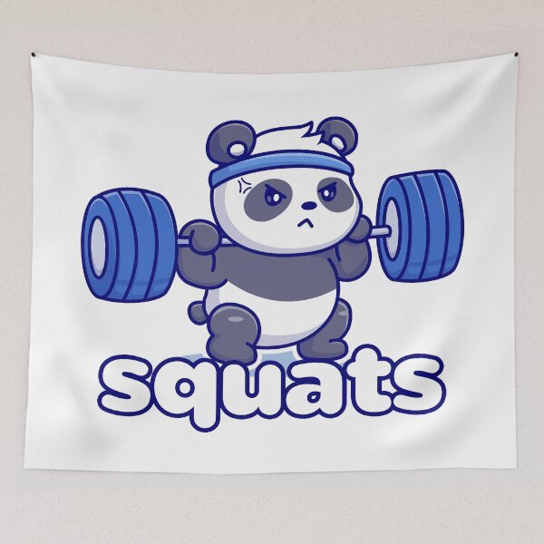 Item preview, SQUATS - LEG DAY - SUCCESS - Funny gym - workout motivation - STRENGTH - panda POWER designed and sold by originalsusie.
