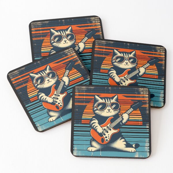 Artikelvorschau, Electric Guitar Cat Rock Music Retro Funny Cat entworfen und verkauft von KsuAnn.