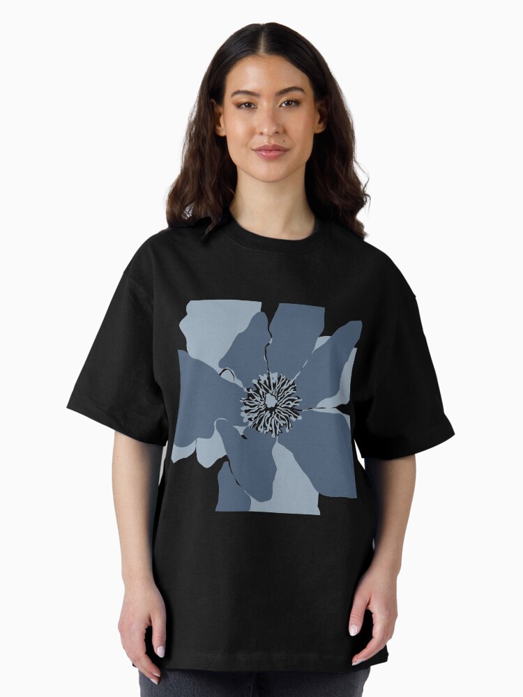 Thumbnail 2 of 7, Oversized T-Shirt, Frangipani 2 in Blue designed and sold by naomicrain.