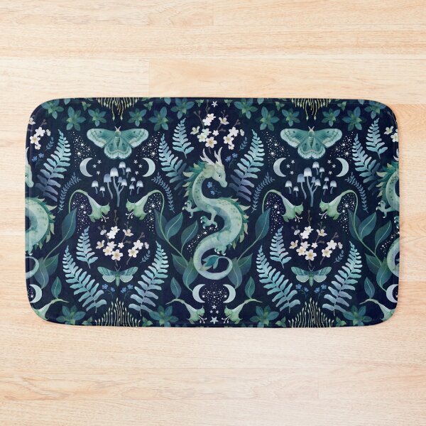 Item preview, Mystic woodland dragon in green and blue watercolour designed and sold by adenaJ.