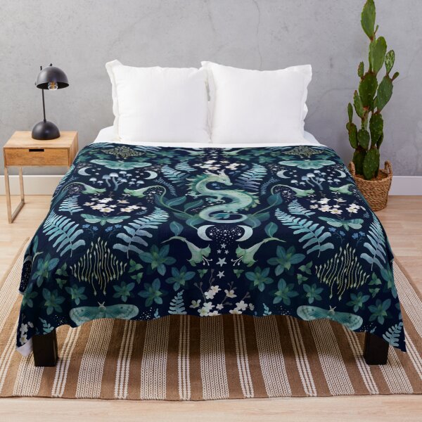 Item preview, Mystic woodland dragon in green and blue watercolour designed and sold by adenaJ.