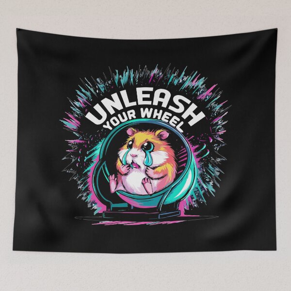 Item preview, Sad Hamster Hustle: Dynamic 'Unleash Your Wheel' Motivational Design designed and sold by FebricFusion.
