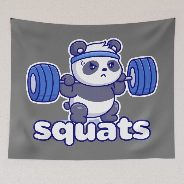 Item preview, SQUATS - LEG DAY - Funny GYM - workout motivation - STRENGTH - panda POWER designed and sold by originalsusie.