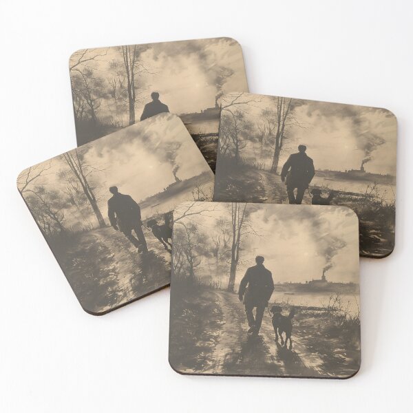 Item preview, Old man and his dog walking into the distance designed and sold by INK Chic Designs.