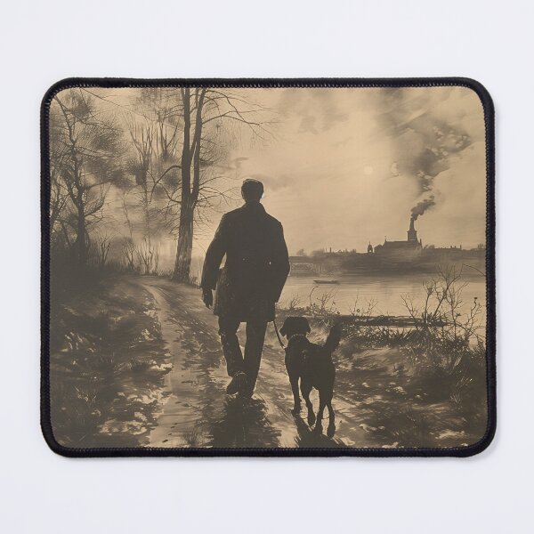 Item preview, Old man and his dog walking into the distance designed and sold by INK Chic Designs.
