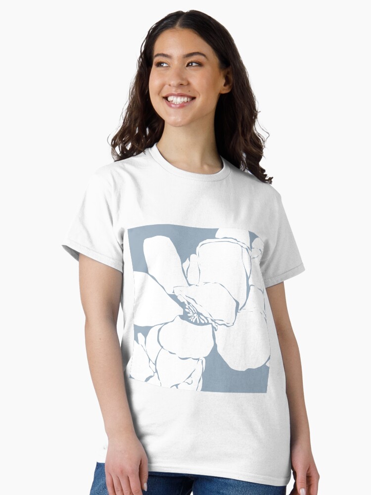 Thumbnail 2 of 7, Classic T-Shirt, Frangipani 2 in Blue designed and sold by naomicrain.