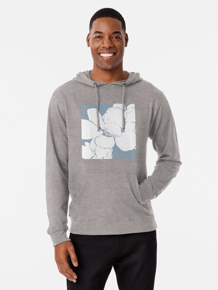 Thumbnail 1 of 5, Lightweight Hoodie, Frangipani 2 in Blue designed and sold by naomicrain.