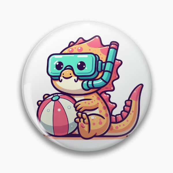 Item preview, Kawaii Bubbly Basilisk With A Beach Ball Wearing A Snorkel designed and sold by CanvasCutie.