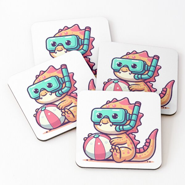 Item preview, Kawaii Bubbly Basilisk With A Beach Ball Wearing A Snorkel designed and sold by CanvasCutie.